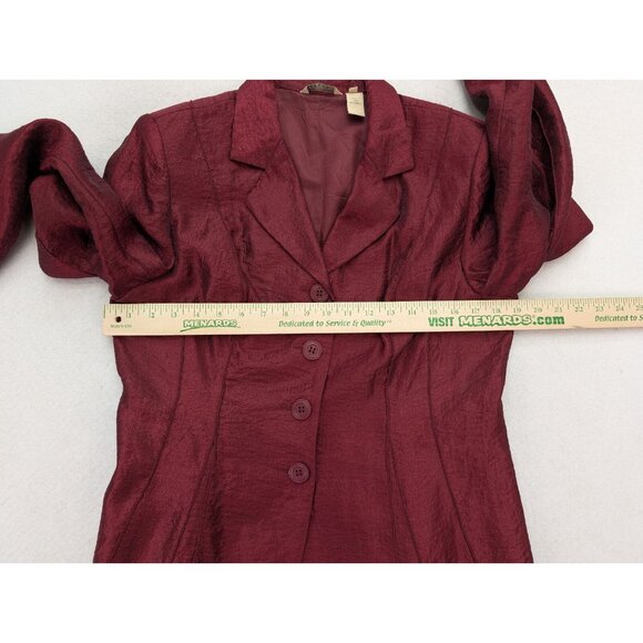 Trevan Women's Blazer Jacket Size 12 Maroon Red Crinkle Texutred Evening - Picture 6 of 16